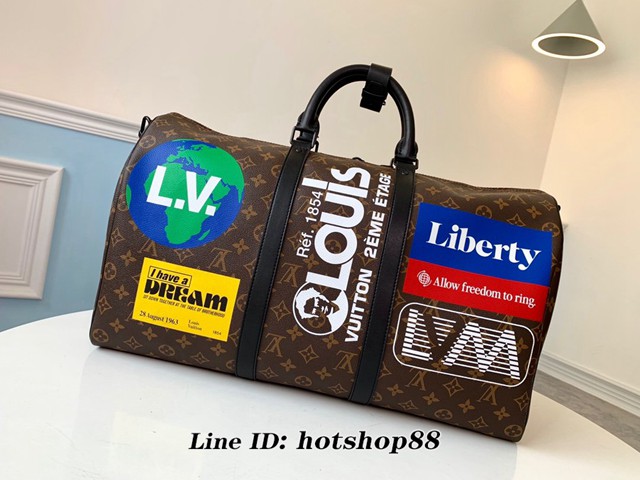 路易威登LV旅行包 LV男士大號行李袋 M44642老花 KEEPALL 50旅行袋 LV男士手提肩背包 xxlv1181